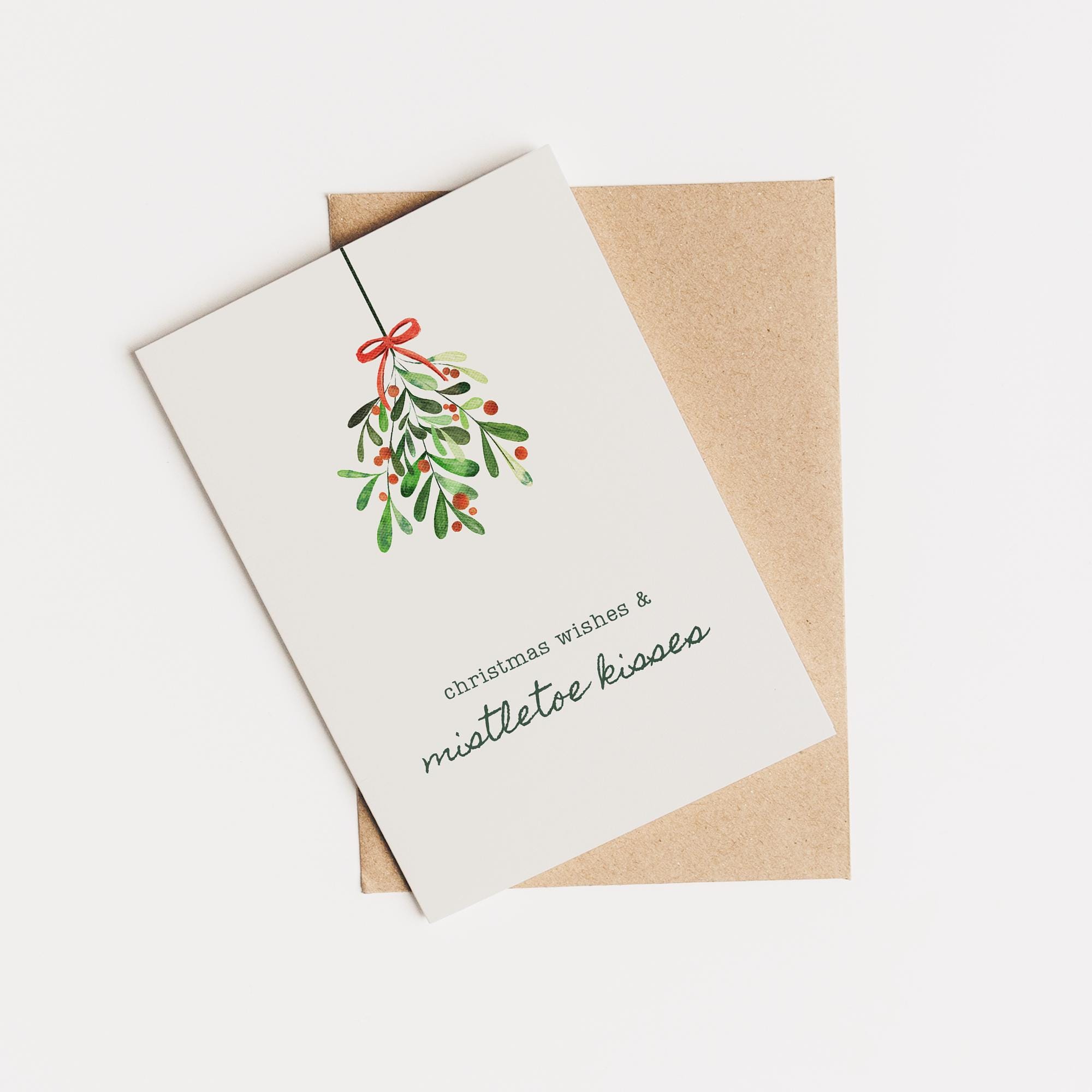 Weihnachtskarte I Christmas wishes & mistletoe kisses I Weihnachtskarte für den Partner | Romantische Karte für den Partner