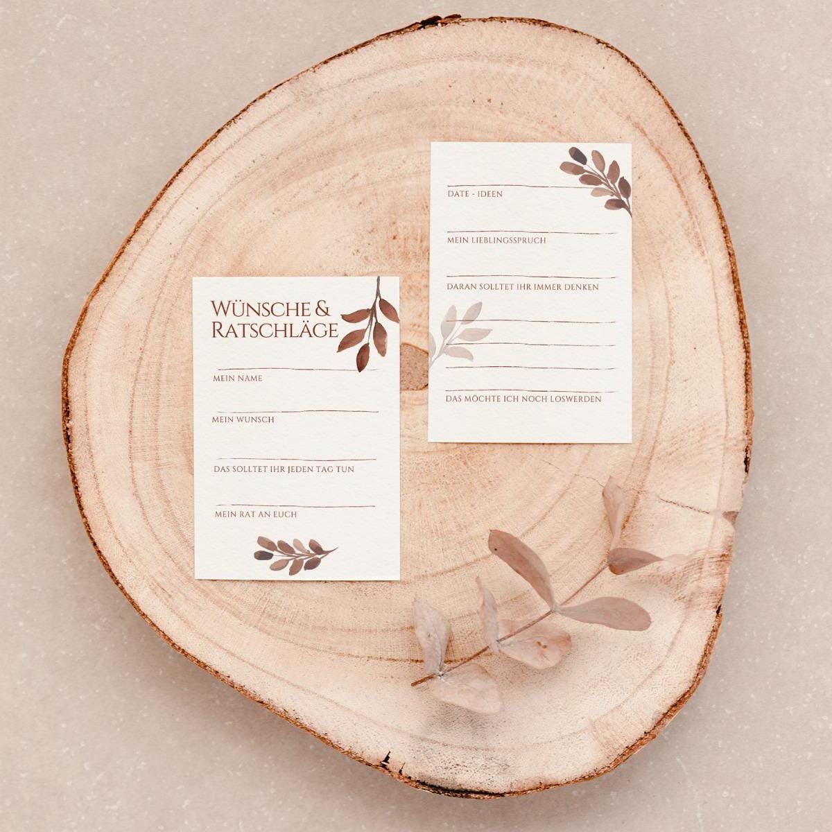 Gästebuchkarten I Hochzeit I Direkt ausdrucken I 2er Set I Wunschkarten