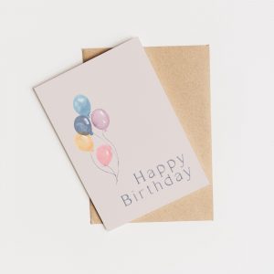 Minimalistische Geburtstagskarte – Handgemalte Luftballons, Aquarell Stil – Happy Birthday Karte, neutrale Karte für Männer & Frauen